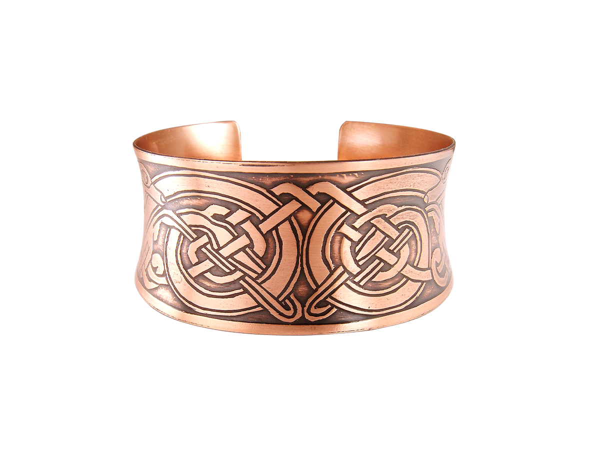 Wide concave bracelet "Celtic dogs"