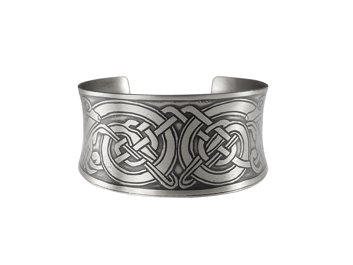 Wide concave bracelet "Celtic dogs"